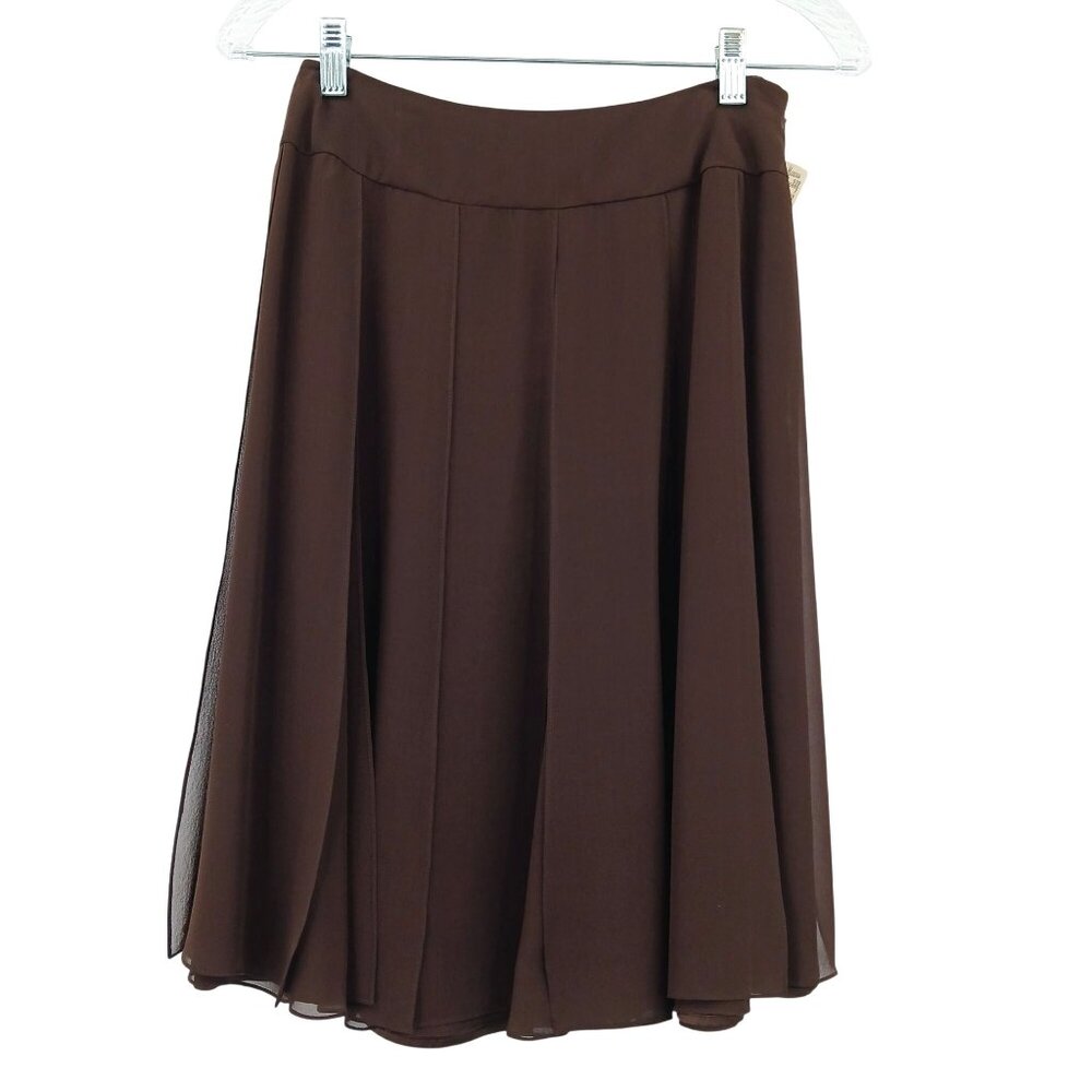 Y2K Carmen Marc Valvo Collection Brown Silk Skirt Size 2 NWT Vintage